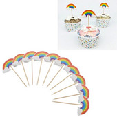 24 τμχ Cartoon Rainbow Cupcake Toppers Παιδικά πάρτι γενεθλίων Διακοσμήσεις γάμου Προμήθειες για τούρτες
