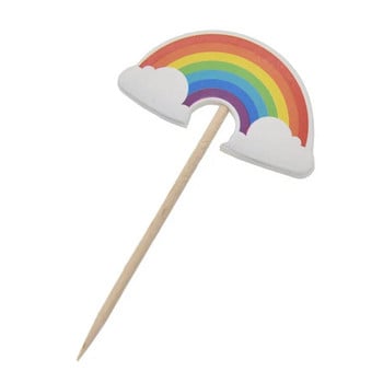 24 τμχ Cartoon Rainbow Cupcake Toppers Παιδικά πάρτι γενεθλίων Διακοσμήσεις γάμου Προμήθειες για τούρτες