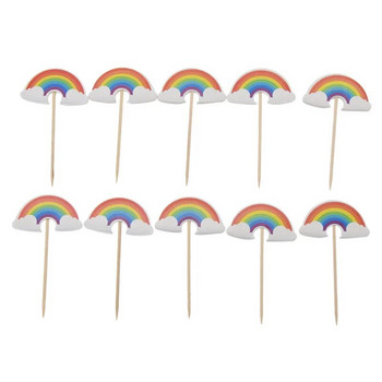 24 τμχ Cartoon Rainbow Cupcake Toppers Παιδικά πάρτι γενεθλίων Διακοσμήσεις γάμου Προμήθειες για τούρτες