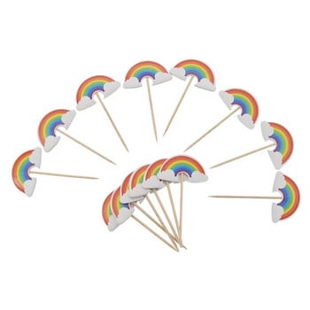 24 τμχ Cartoon Rainbow Cupcake Toppers Παιδικά πάρτι γενεθλίων Διακοσμήσεις γάμου Προμήθειες για τούρτες