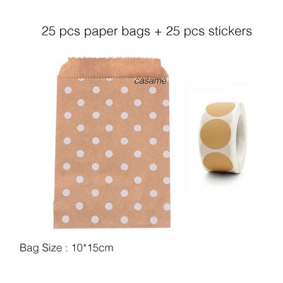 25 τμχ χάρτινες τσάντες Kraft Τσάντα καραμελών Τσάντες Chevron πουά για γάμο Μπομπονιέρες γενεθλίων Πρωτοχρονιάς Προμήθειες Τσάντες δώρων