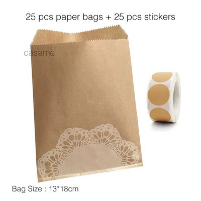 25 τμχ χάρτινες τσάντες Kraft Τσάντα καραμελών Τσάντες Chevron πουά για γάμο Μπομπονιέρες γενεθλίων Πρωτοχρονιάς Προμήθειες Τσάντες δώρων
