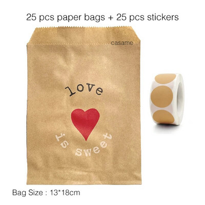 25 τμχ χάρτινες τσάντες Kraft Τσάντα καραμελών Τσάντες Chevron πουά για γάμο Μπομπονιέρες γενεθλίων Πρωτοχρονιάς Προμήθειες Τσάντες δώρων