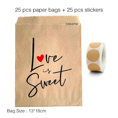 25 τμχ χάρτινες τσάντες Kraft Τσάντα καραμελών Τσάντες Chevron πουά για γάμο Μπομπονιέρες γενεθλίων Πρωτοχρονιάς Προμήθειες Τσάντες δώρων