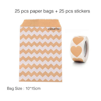 25 τμχ χάρτινες τσάντες Kraft Τσάντα καραμελών Τσάντες Chevron πουά για γάμο Μπομπονιέρες γενεθλίων Πρωτοχρονιάς Προμήθειες Τσάντες δώρων