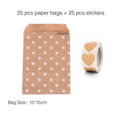 25 τμχ χάρτινες τσάντες Kraft Τσάντα καραμελών Τσάντες Chevron πουά για γάμο Μπομπονιέρες γενεθλίων Πρωτοχρονιάς Προμήθειες Τσάντες δώρων