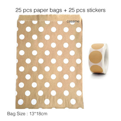 25 τμχ χάρτινες τσάντες Kraft Τσάντα καραμελών Τσάντες Chevron πουά για γάμο Μπομπονιέρες γενεθλίων Πρωτοχρονιάς Προμήθειες Τσάντες δώρων