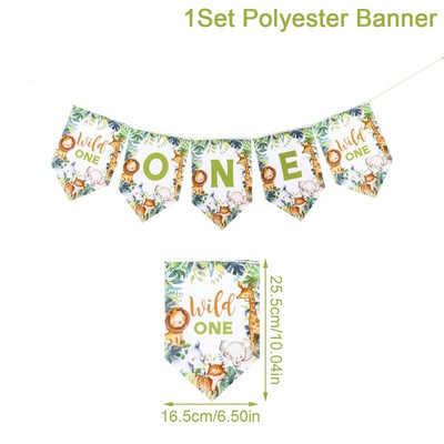 Κρεμαστό πανό για πάρτι ζώων ζούγκλας Παιδικό σαφάρι διακοσμήσεις για πάρτι γενεθλίων Wild One Jungle Paper Flag 1st Birthday Baby Shower
