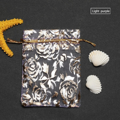 50 τμχ Τσάντες δώρου Rose Design Organza 7*9/9*12/11*16/13*18cm Σκουλαρίκια Τσάντα Μπομπονιέρα Γάμου Τσάντα Μπομπονιέρες Κοσμήματα Θήκες συσκευασίας