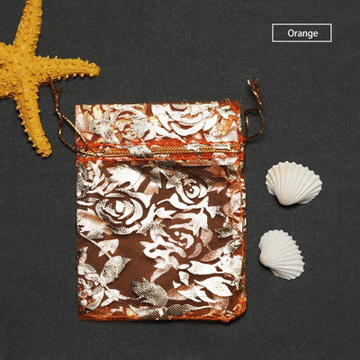 50 τμχ Τσάντες δώρου Rose Design Organza 7*9/9*12/11*16/13*18cm Σκουλαρίκια Τσάντα Μπομπονιέρα Γάμου Τσάντα Μπομπονιέρες Κοσμήματα Θήκες συσκευασίας