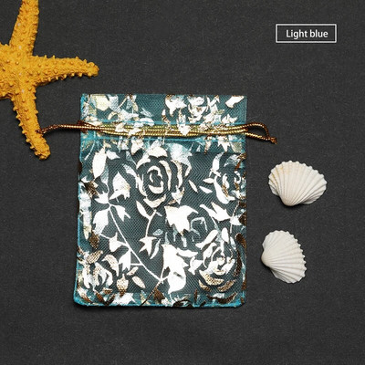 50 τμχ Τσάντες δώρου Rose Design Organza 7*9/9*12/11*16/13*18cm Σκουλαρίκια Τσάντα Μπομπονιέρα Γάμου Τσάντα Μπομπονιέρες Κοσμήματα Θήκες συσκευασίας