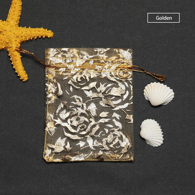 50 τμχ Τσάντες δώρου Rose Design Organza 7*9/9*12/11*16/13*18cm Σκουλαρίκια Τσάντα Μπομπονιέρα Γάμου Τσάντα Μπομπονιέρες Κοσμήματα Θήκες συσκευασίας