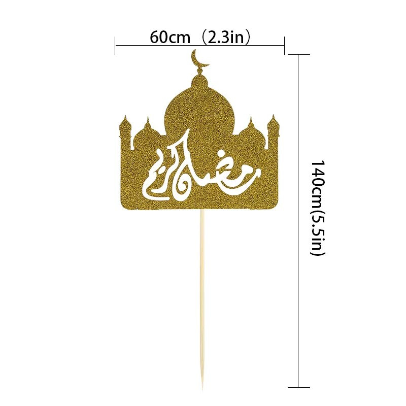 10 vnt. pilies Eid Mubarako pyrago viršūnė Mėnulis Ramadano pyrago pyragas Topper Kareem islamo musulmonų vakarėlio reikmenys Ramadano puošmena 2023 m.