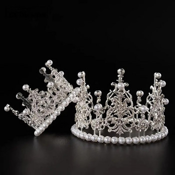 S/M Pearl Crown Cake Διακοσμητικές Τιάρες Κρυστάλλινες Πέρλες Πριγκίπισσα Τούρτα Χρυσό/Ασημένιο Στολίδι για τούρτα γενεθλίων γάμου