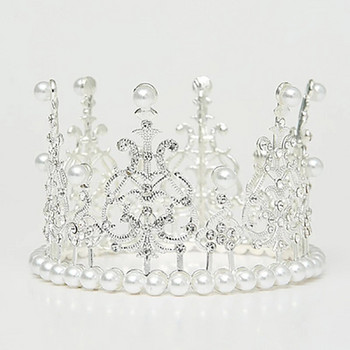 S/M Pearl Crown Cake Διακοσμητικές Τιάρες Κρυστάλλινες Πέρλες Πριγκίπισσα Τούρτα Χρυσό/Ασημένιο Στολίδι για τούρτα γενεθλίων γάμου