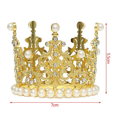 S/M perlų karūnos torto dekoratyvinis tiaras krištolo perlų princesės tortas aukso/sidabro spalvos papuošalai Vestuvių gimtadienio torto puošmena