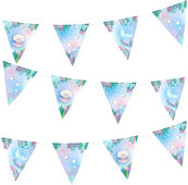 Γιρλάντα 14 Ft Mermaid Party Decor Triangle Flag Garland for Under The Sea Little Mermaid Let`s Be Mermaid Party Κρεμαστή διακόσμηση
