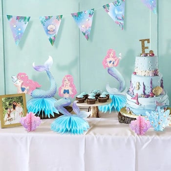 Γιρλάντα 14 Ft Mermaid Party Decor Triangle Flag Garland for Under The Sea Little Mermaid Let\'s Be Mermaid Party Κρεμαστή διακόσμηση