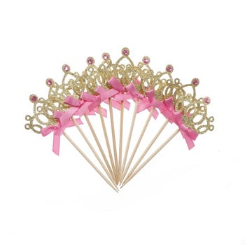 10 τεμ./παρτίδα Princess Crown heart Star Cake Toppers 1η γενέθλια Διακόσμηση Παιδική Διακόσμηση πάρτι για μωρά κορίτσια Cupcake Toppers