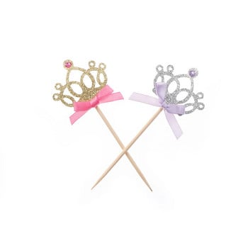 10 τεμ./παρτίδα Princess Crown heart Star Cake Toppers 1η γενέθλια Διακόσμηση Παιδική Διακόσμηση πάρτι για μωρά κορίτσια Cupcake Toppers