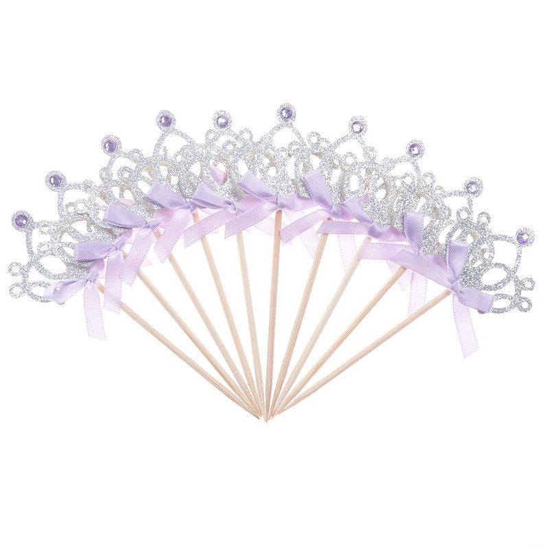 10 τεμ./παρτίδα Princess Crown heart Star Cake Toppers 1η γενέθλια Διακόσμηση Παιδική Διακόσμηση πάρτι για μωρά κορίτσια Cupcake Toppers