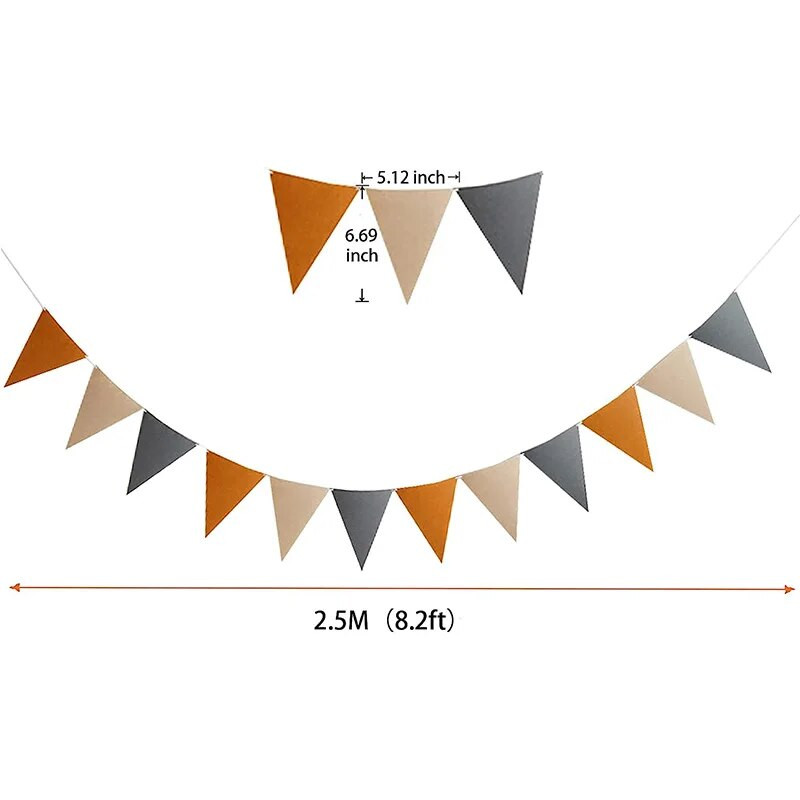 Καφέ γκρι τσόχινο πανό Τρίγωνο σημαίες Κρεμαστό σημαιάκι για γενέθλια Γάμος Δάσος Wild Safari Party Διακοσμήσεις γιρλάντες