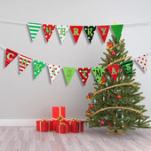 Κόκκινη Πράσινη Πουά Χαρούμενα Χριστουγεννιάτικα Χάρτινα Τρίγωνα Σημαίες Καλά Χριστουγεννιάτικα Πανό Κρεμασμένα για Πρωτοχρονιά Χριστουγεννιάτικα στολίδια