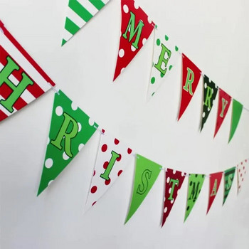 Κόκκινη Πράσινη Πουά Χαρούμενα Χριστουγεννιάτικα Χάρτινα Τρίγωνα Σημαίες Καλά Χριστουγεννιάτικα Πανό Κρεμασμένα για Πρωτοχρονιά Χριστουγεννιάτικα στολίδια