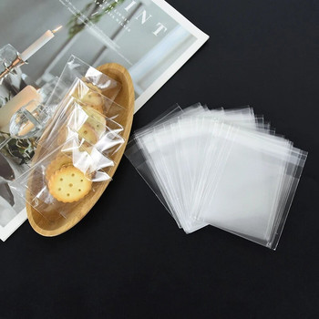 100 бр. Пластмасови прозрачни целофанови торбички Подаръчна торбичка с бонбони и бисквитки на точки със самозалепваща се торбичка „Направи си сам“ Целофанови торбички за парти
