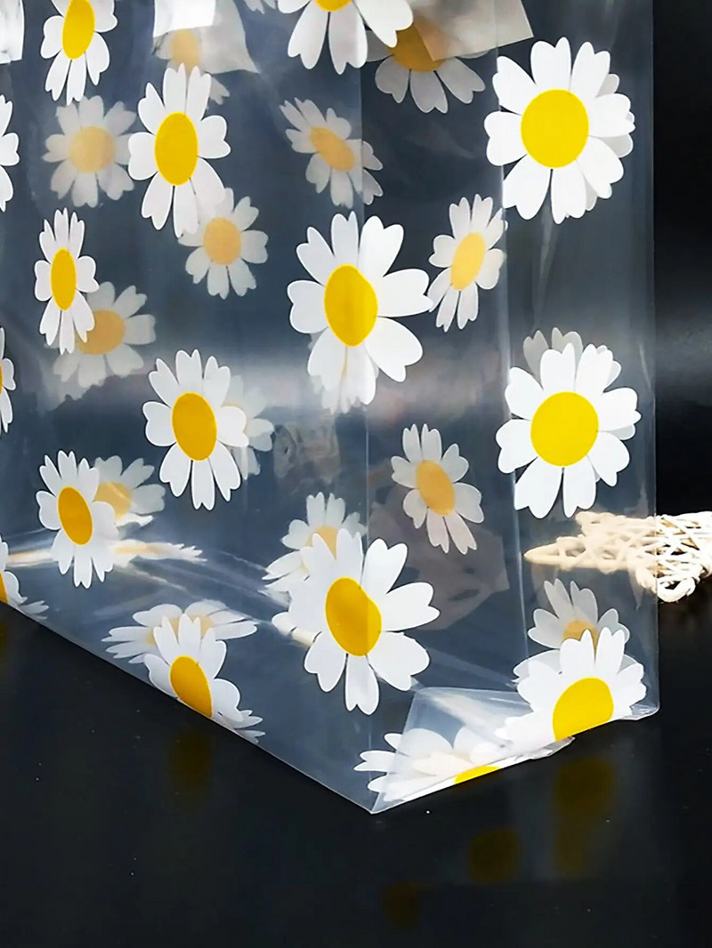 5 τμχ Διαφανείς τσάντες δώρου Daisy Τσάντα συσκευασίας δώρου γενεθλίων γάμου Βάλτε τσάντα αποθήκευσης φαγητού