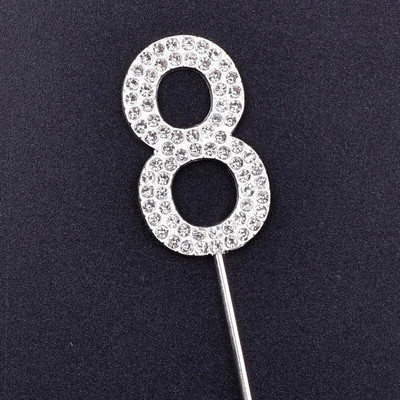 Number10 18 20 21 25 50 60 70 Διακόσμηση τούρτας Sliver Diamond Topper Stick για διακοσμήσεις πάρτι γενεθλίων Προμήθειες επετείου