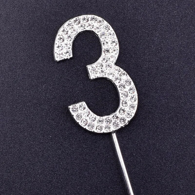 Number10 18 20 21 25 50 60 70 Διακόσμηση τούρτας Sliver Diamond Topper Stick για διακοσμήσεις πάρτι γενεθλίων Προμήθειες επετείου