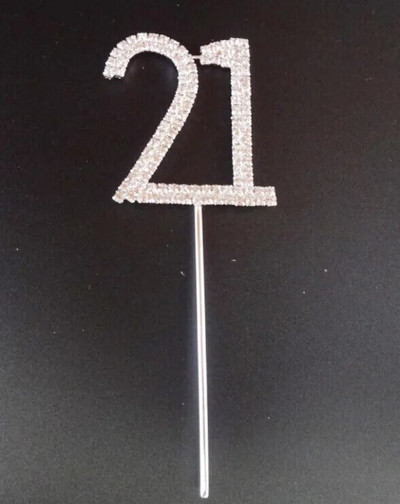 Number10 18 20 21 25 50 60 70 Διακόσμηση τούρτας Sliver Diamond Topper Stick για διακοσμήσεις πάρτι γενεθλίων Προμήθειες επετείου