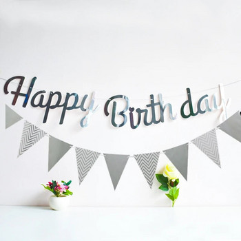Happy Birthday Rose Gold Paper Banner Garland 1st Baby Shower Bunting Garland Flag Kid Birthday Party Decoration Supplies