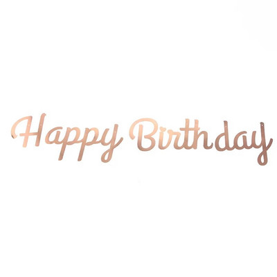 Happy Birthday Rose Gold Paper Banner Garland 1st Baby Shower Bunting Garland Flag Kid Birthday Party Decoration Supplies