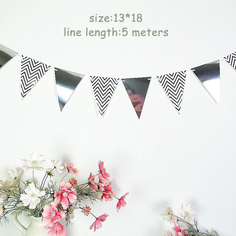 Happy Birthday Rose Gold Paper Banner Garland 1st Baby Shower Bunting Garland Flag Kid Birthday Party Decoration Supplies