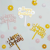 Daisy Flower Happy Birthday Cake Topper Ακρυλικό Χρώμα Λουλούδια Επιστολόχαρτο κέικ Ένθετα Baby Shower Birthday Party Cake Decor
