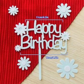 Daisy Flower Happy Birthday Cake Topper Ακρυλικό Χρώμα Λουλούδια Επιστολόχαρτο κέικ Ένθετα Baby Shower Birthday Party Cake Decor