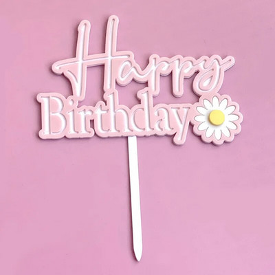 Daisy Flower Happy Birthday Cake Topper Ακρυλικό Χρώμα Λουλούδια Επιστολόχαρτο κέικ Ένθετα Baby Shower Birthday Party Cake Decor