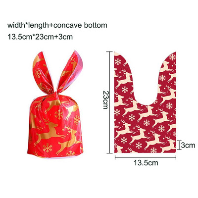 10/20 vnt Kalėdų triušio ausų saldainių maišeliai plastikinė dėžutė Kalėdų senelio sniego senelio saldainių maišeliai Kalėdoms Noel sausainių pakavimo reikmenys