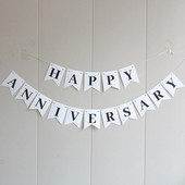 Πανό Happy Anniversary Λευκό πανό για προμήθειες στολισμού πάρτι επετείου γάμου
