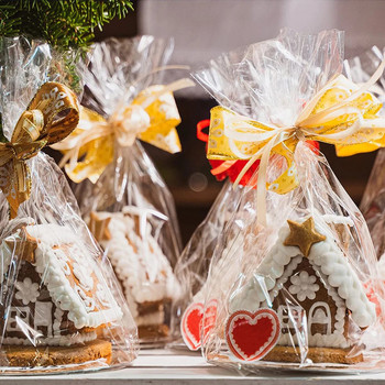 50 БР. Прозрачни торбички за бонбони Сватба, рожден ден Декорация за партита Подаръци Опаковане на целофанова чанта за опаковане на бонбони Конусови чанти за съхранение