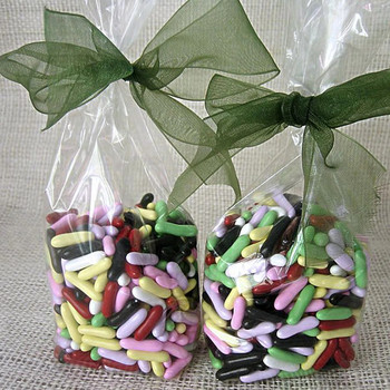 50 БР. Прозрачни торбички за бонбони Сватба, рожден ден Декорация за партита Подаръци Опаковане на целофанова чанта за опаковане на бонбони Конусови чанти за съхранение