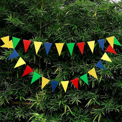 3M Daugiaspalvis rožinis mėlynas popierinis trikampis girliandos reklamjuostės Užuolaidos mergaitei berniukui Kūdikių dušas Gimtadienio vakarėlis pakabinamas kambario dekoravimas