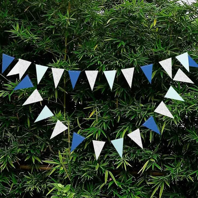 3M Daugiaspalvis rožinis mėlynas popierinis trikampis girliandos reklamjuostės Užuolaidos mergaitei berniukui Kūdikių dušas Gimtadienio vakarėlis pakabinamas kambario dekoravimas