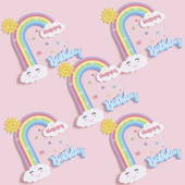 1 τμχ Διακοσμήσεις τούρτας PVC Rainbow Happy Birthday Cake Topper for Baby Shower Birthday Decoration Rainbow Unicorn Theme Birthday