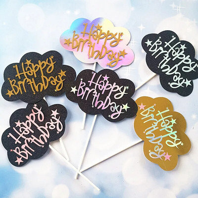 3db szivárványfelhő Boldog születésnapot tortafeltétek dekoráció gyerekeknek baba fiú lány lány parti dekoráció cupcake topper Halloween