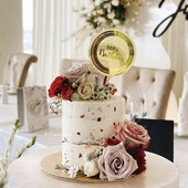 Διακοσμήσεις τούρτας Ακρυλικό Στρογγυλό Χρόνια Πολλά Κέικ Topper Χρυσό ρολό Rosegold Cupcake Επιδόρπιο Επιδόρπιο για κορίτσι Bbay Διακόσμηση ντους