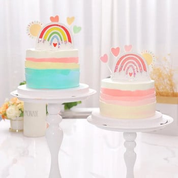 5 τμχ Creative Cartoon Sequins Heart Rainbow Cake Topper for Baby Shower Decorations Blingbling Confetti Happy Birthday Cake