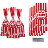 100 τμχ Κόκκινη κάθετη μπάρα Πλαστική σακούλα ποπ κορν Snow Crisp Nougat Biscuit Bread Toast Bag Casual Baked Good Bag